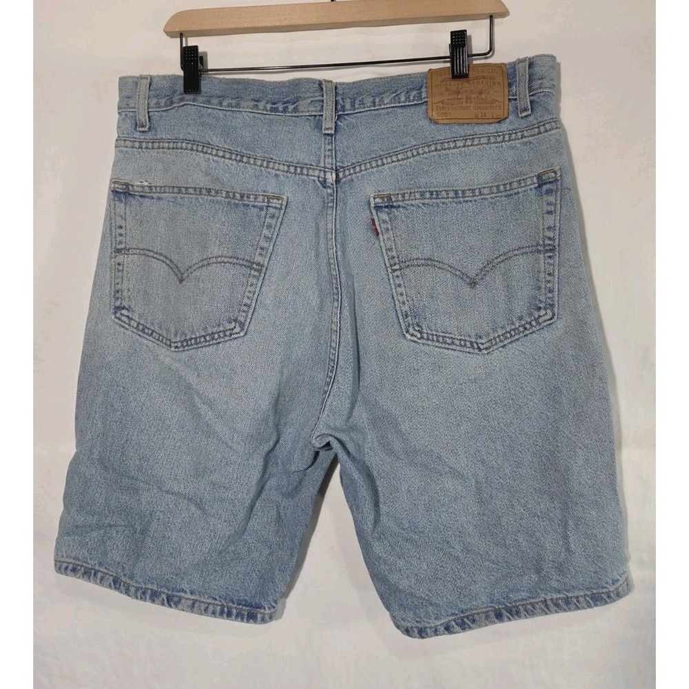 Levi's 505 Denim Shorts Mens‎ 38 Light Wash Vintage Jorts 90s Distressed Dad